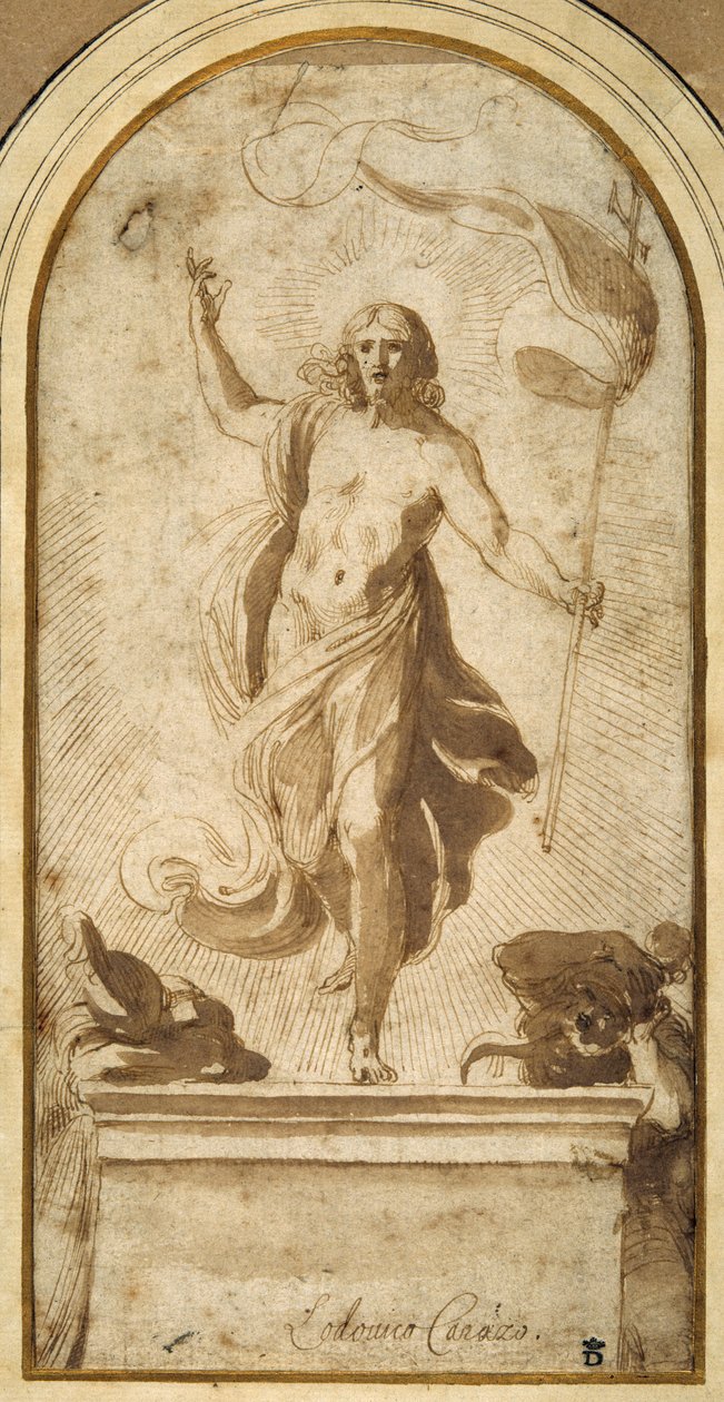 The Resurrection (penna & brunt bläck med brunt tvätt) av Ludovico Carracci