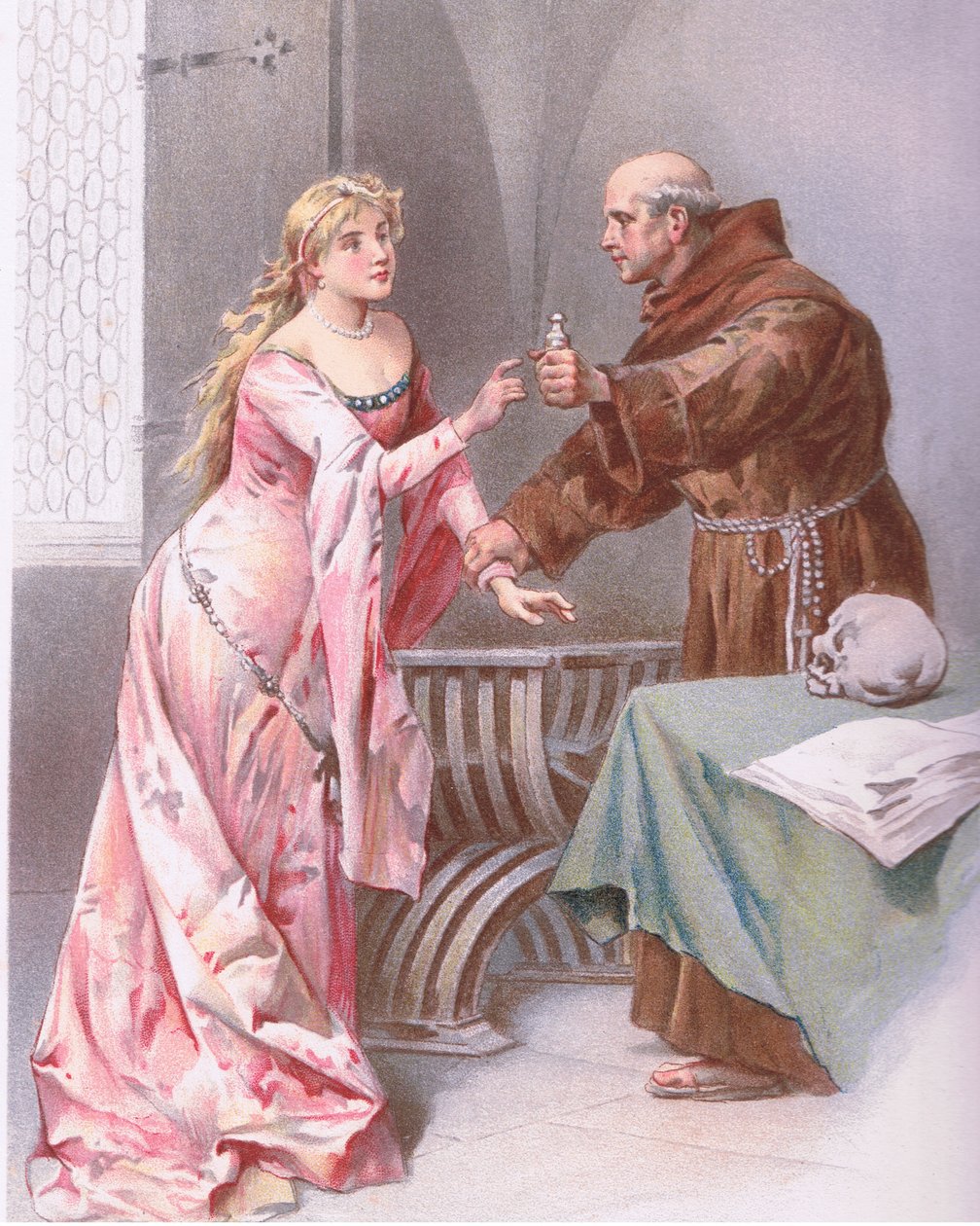 Broder Hold dotter, jag spionerar ett slags hopp., illustration från Romeo och Julia, av Ludovico Marchetti