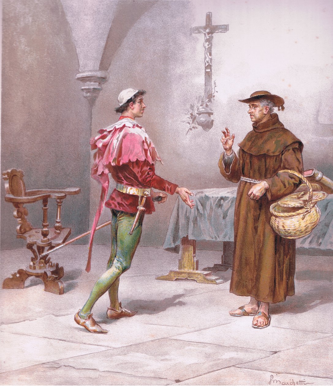 Broder Helige Franciskus! Vilken förändring är här., illustration från Romeo och Julia, av Ludovico Marchetti