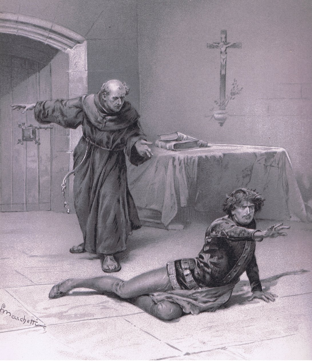 Lev här i himlen och kanske tittar på henne., illustration från Romeo och Julia, av Ludovico Marchetti