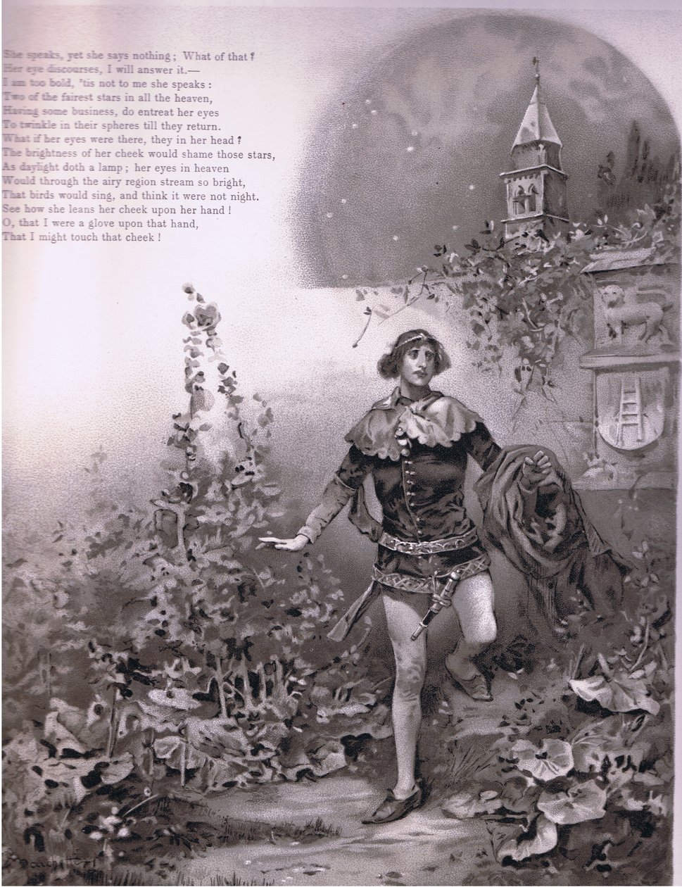 Hon talar - men hon säger ingenting., illustration från Romeo och Julia, av Ludovico Marchetti