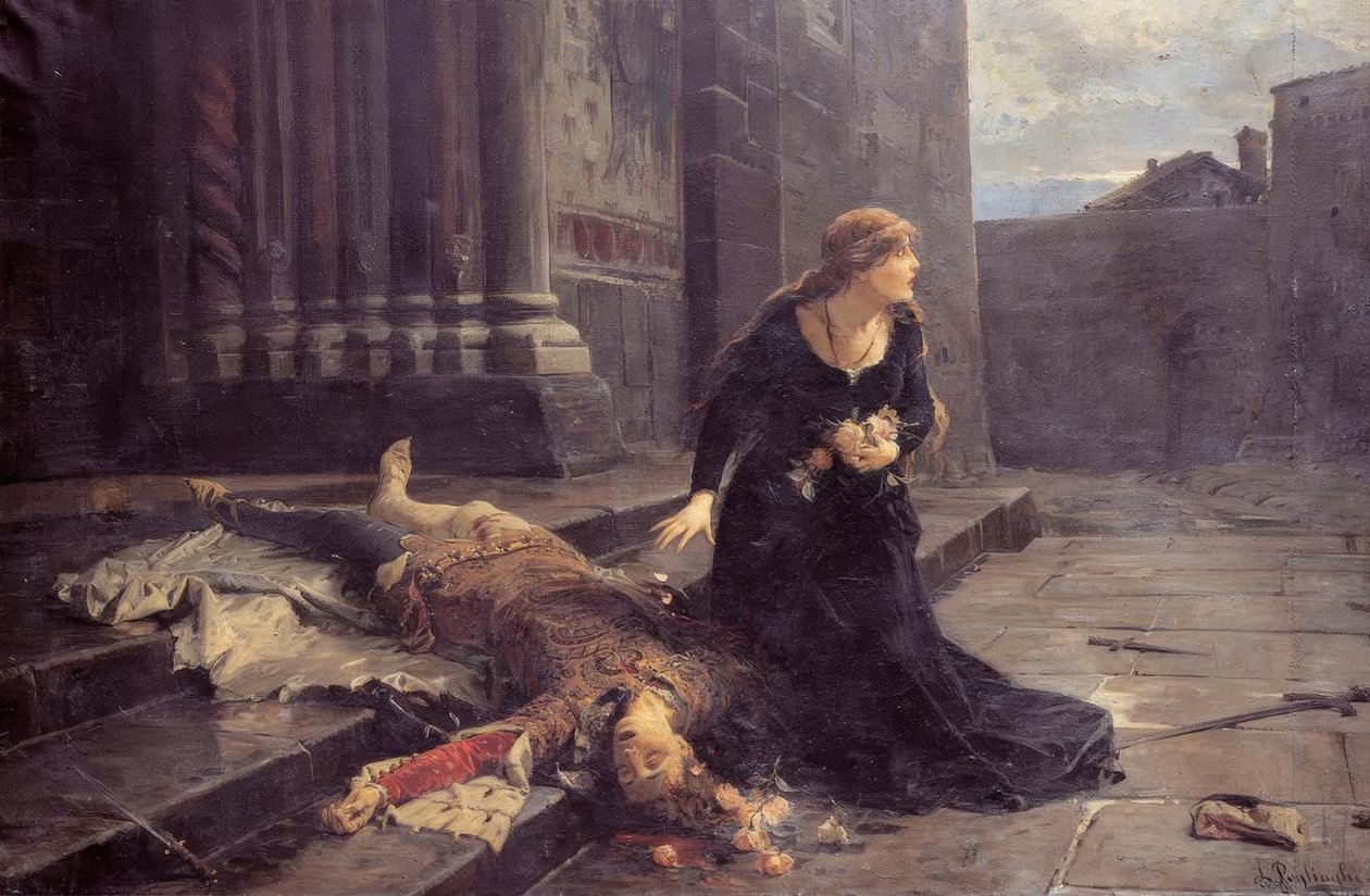 Gianmaria Viscontis död framför kyrkan s.Gottardo i Milano av Ludovico Pogliaghi