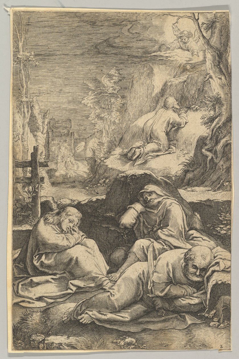 The Agony in the Garden, från The Passion of Christ, ca. 1623. av Ludovicus Siceram