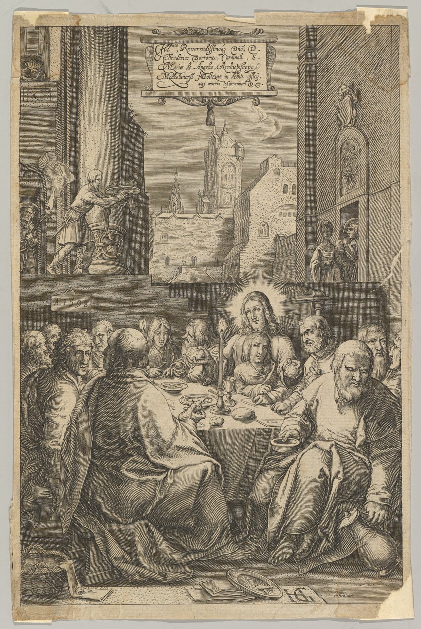 Den sista måltiden, från The Passion of Christ, ca. 1623. av Ludovicus Siceram