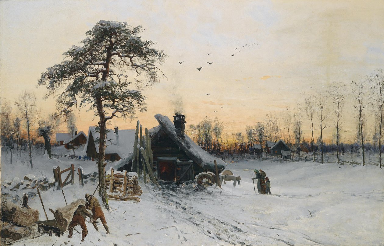 Winterlandschaft im Abendlicht av Ludvig Munthe