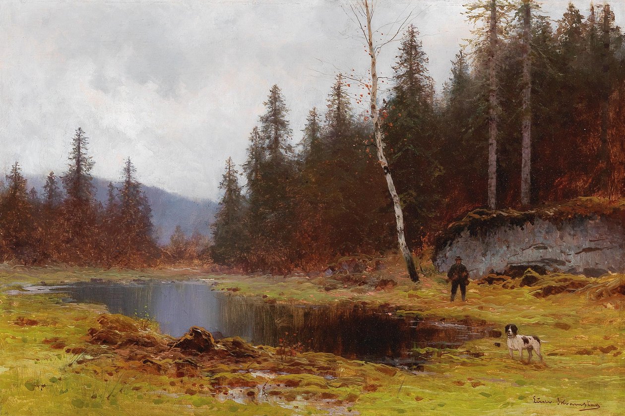 Hunter by the Pond av Ludvig Skramstad