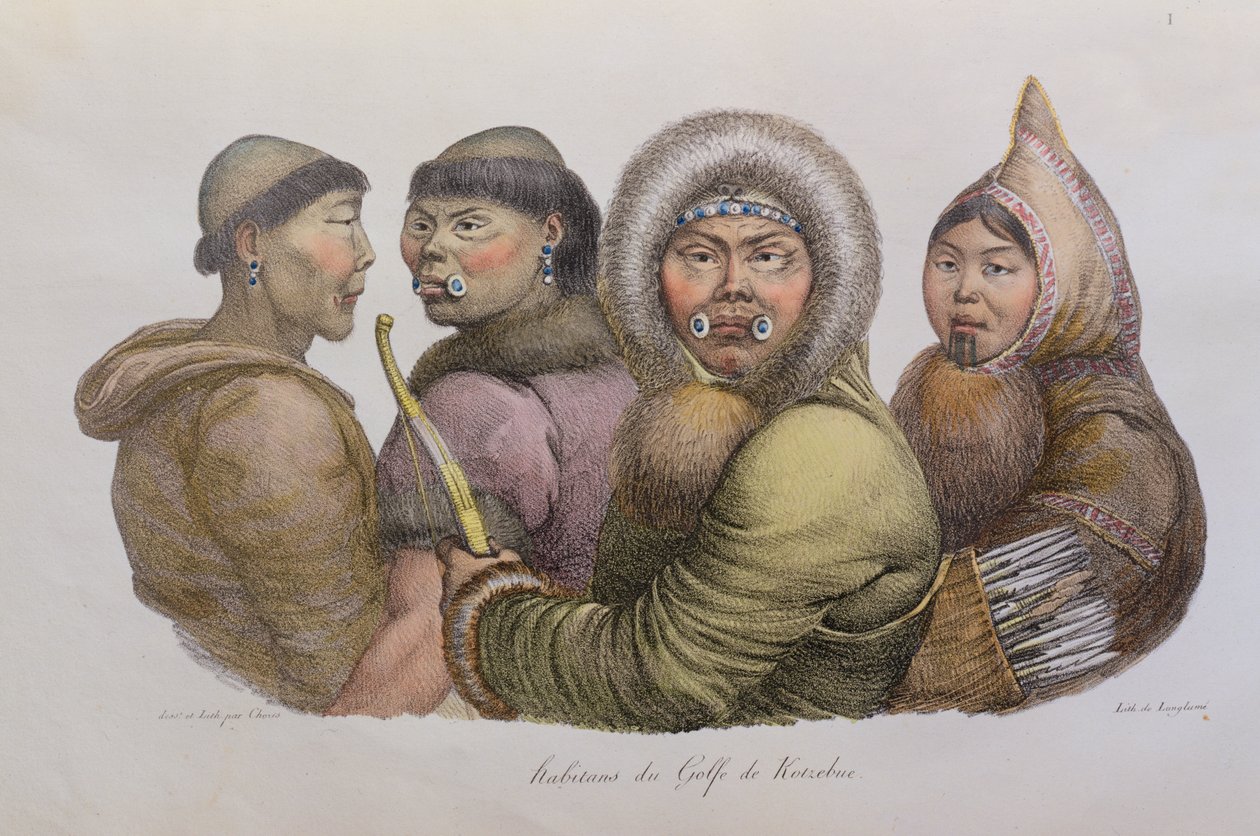 Natives of the Gulf of Kotzebue, Alaska, från Voyage Picturesque Around the World, publicerad 1822 av Ludwig Choris