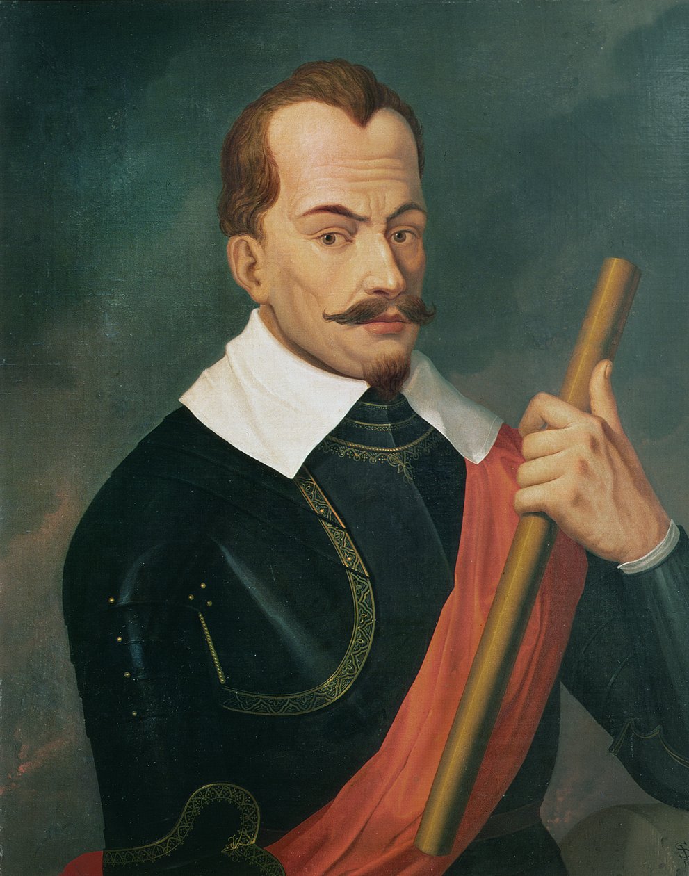 Porträtt av Albrecht Wenzel Eusebius von Wallenstein (1583-1634) hertig av Friedland och Mecklenburg och prins av Sagan, efter en målning av Van Dyck av Ludwig Ferdinand Schnorr von Carolsfeld