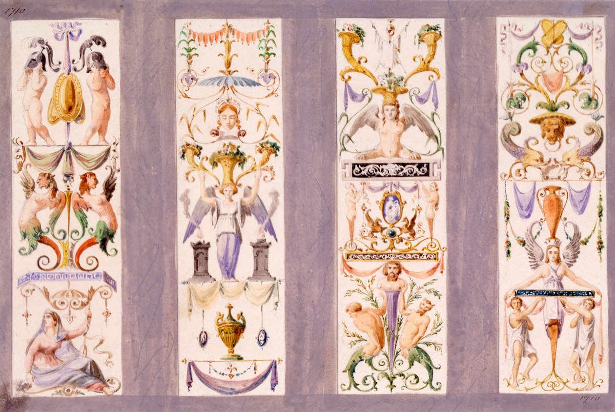 Fyra arabeskpaneler från Scala del Palazzo Ducale, Venedig av Ludwig Gruner