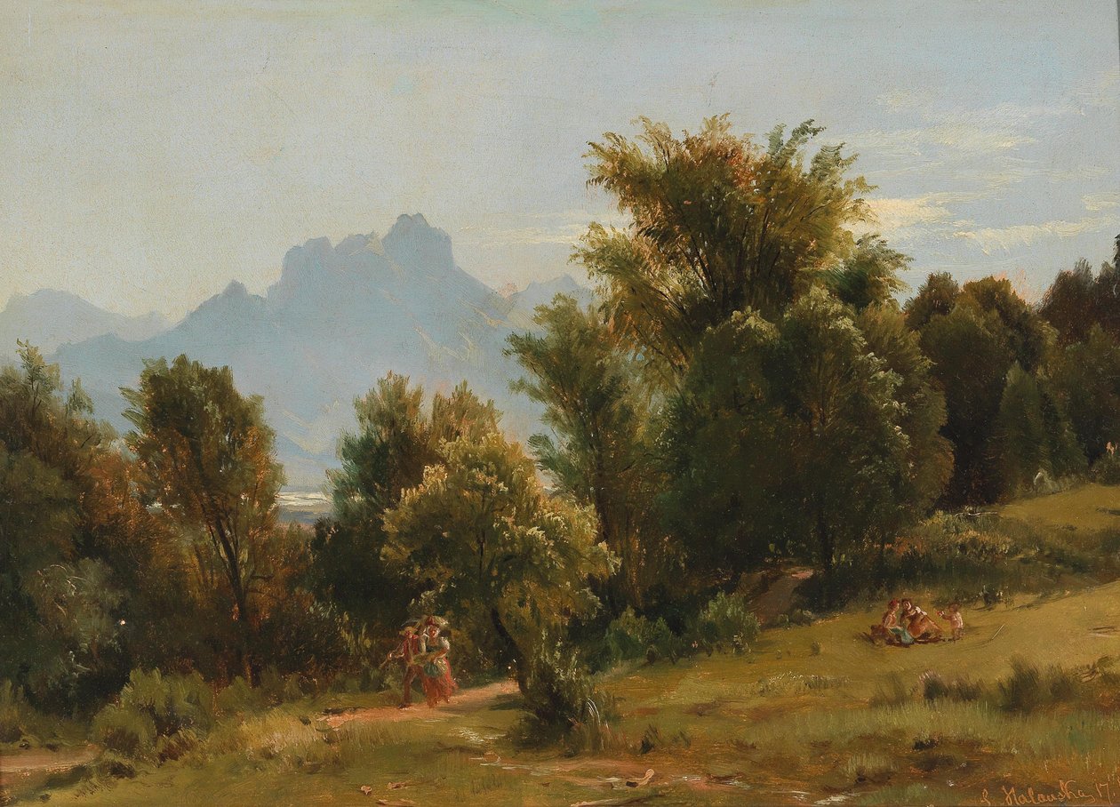 Scene with Trees near Brannenberg, Bavaria av Ludwig Halauska