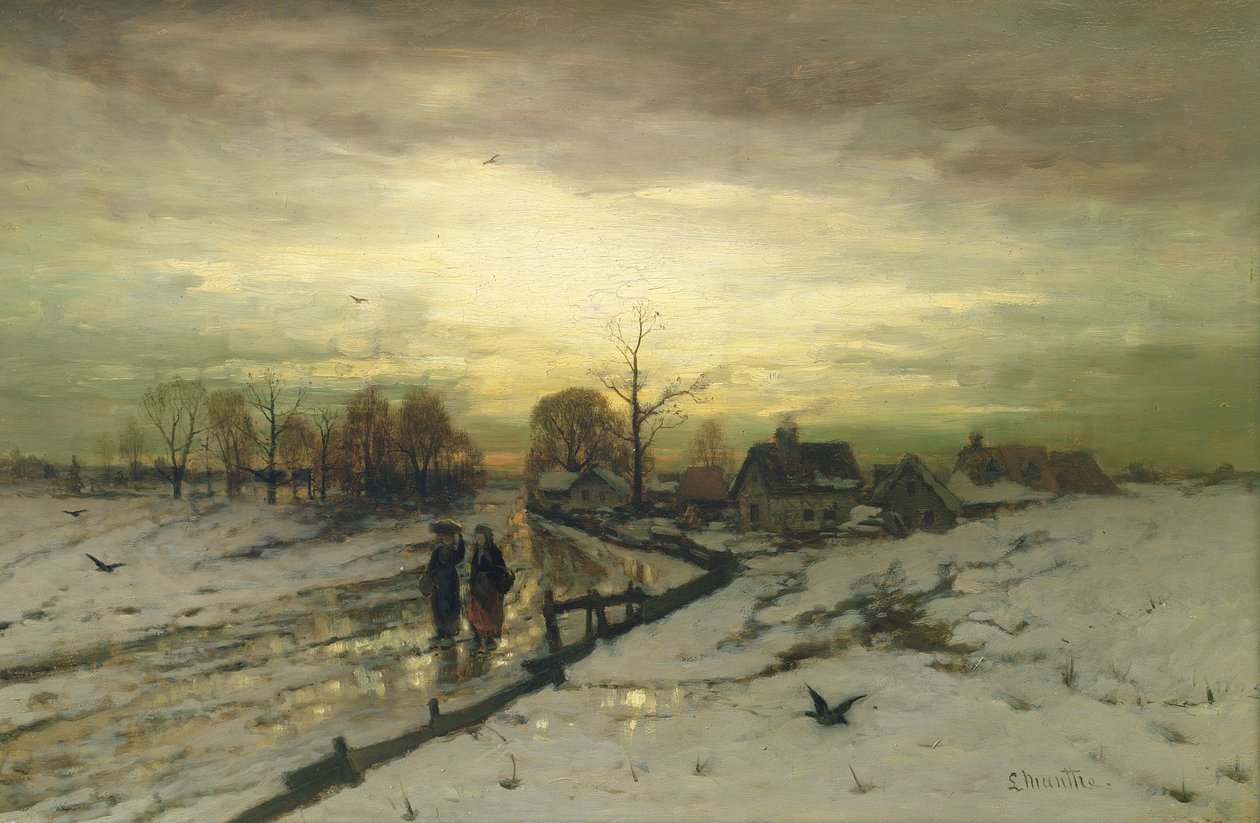 Snöplats: Solnedgång, 1800-talet av Ludwig Munthe