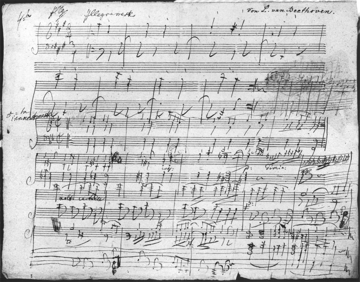 Autografpartiturark til den 10. Bagatelle opus 119 swed av Ludwig van Beethoven