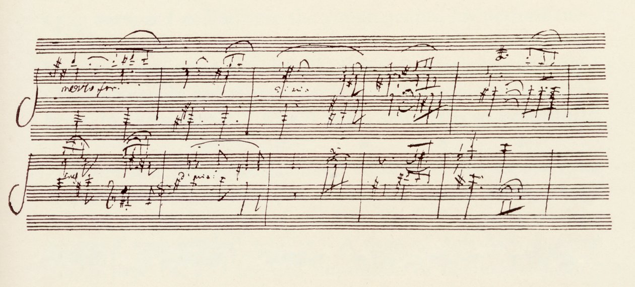 Del av manuskriptet till Beethovens sonat i A, opus 101 (penna och bläck) av Ludwig van Beethoven