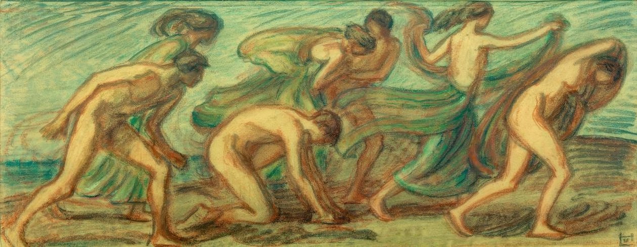 Sju stegande med handdukar av Ludwig von Hofmann