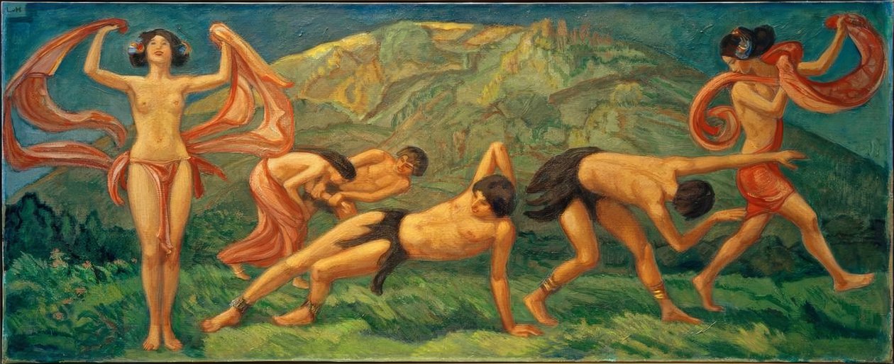 Dans på den gröna kullen av Ludwig von Hofmann