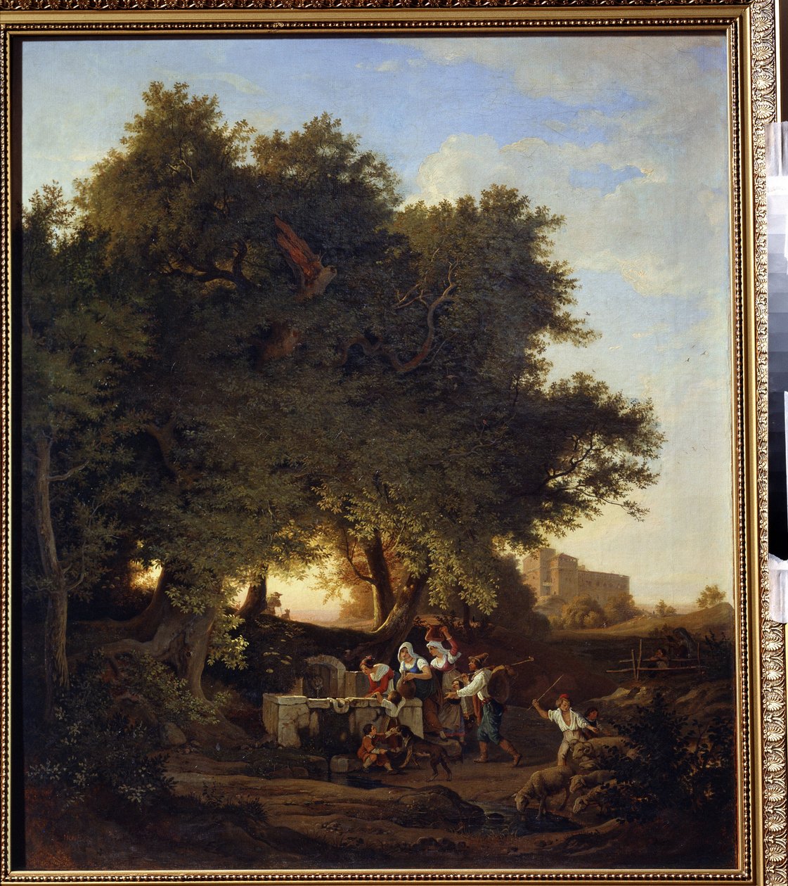 Vid brunnen. Målning av Ludwig Richter (1803-1884). tysk konst. Olja på duk. Regionala I. Kramskoi konstmuseum, Voronezh (Voronezh), Ryssland. av Ludwig Adrian Richter
