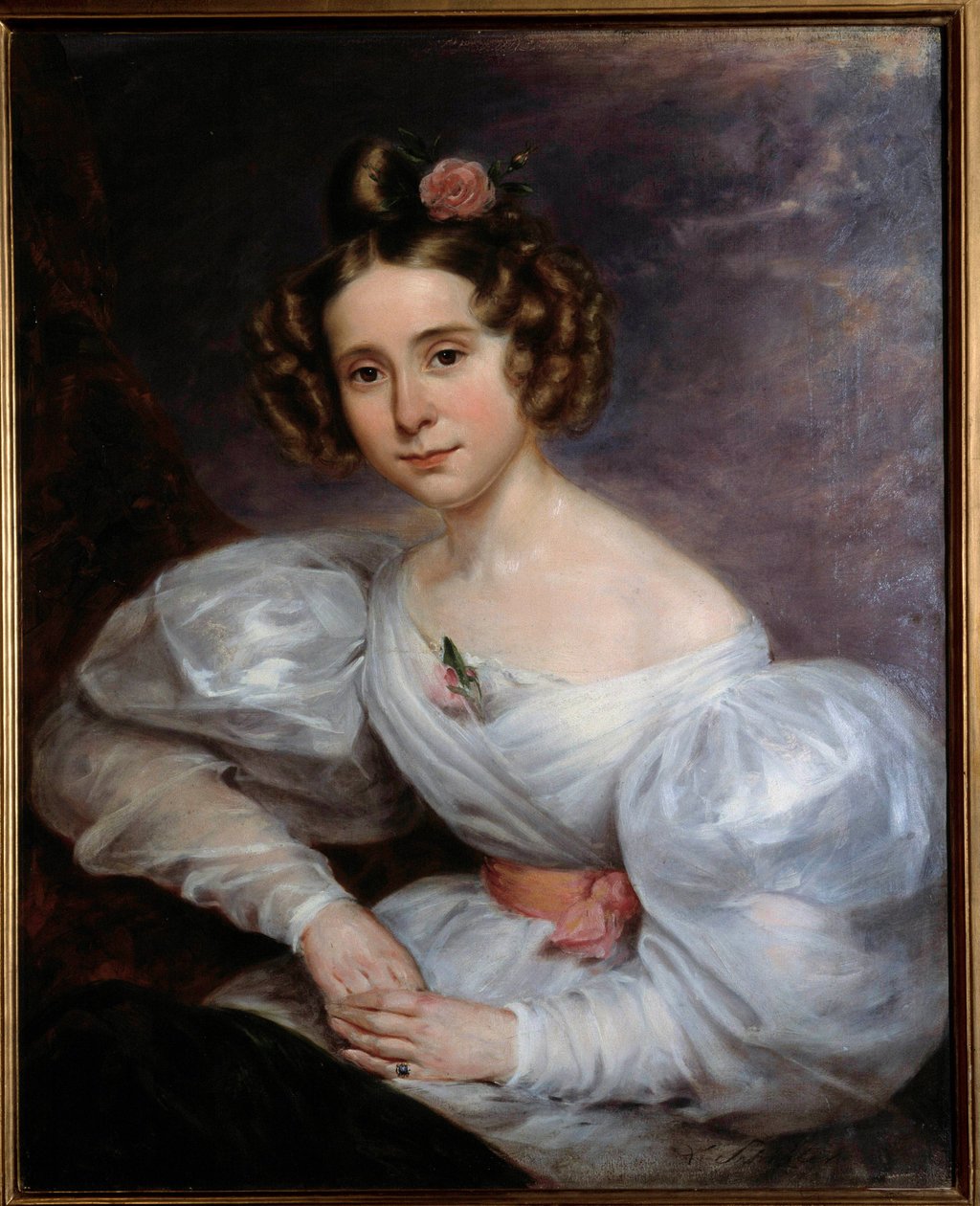 Porträtt av en ung kvinna målning av Auguste Schitter (1805-1889) 1800-talets Orleans, Museum of Fine Arts av Ludwig August or Louis August Schwiter