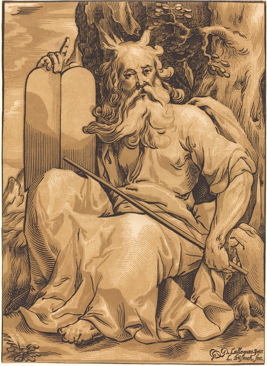 Moses med lagens tavlor av Ludwig Büsinck after Georges Lallemand