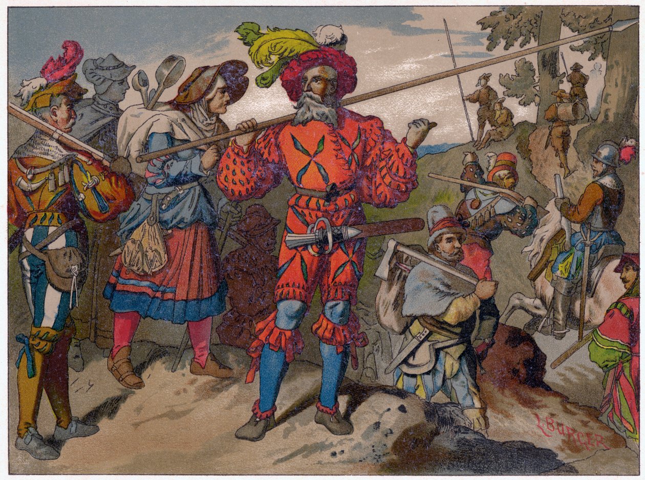 Landsknechts från 1500-talet, 1800-talet. av Ludwig Burger