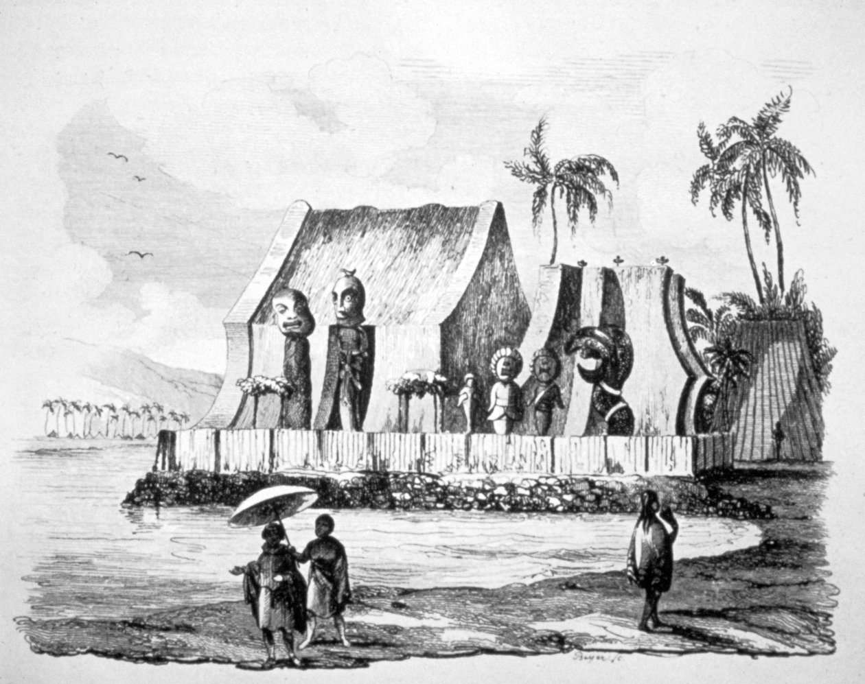 Kings Temple i bukten Tiritatea, c1746-1830 av Ludwig Choris