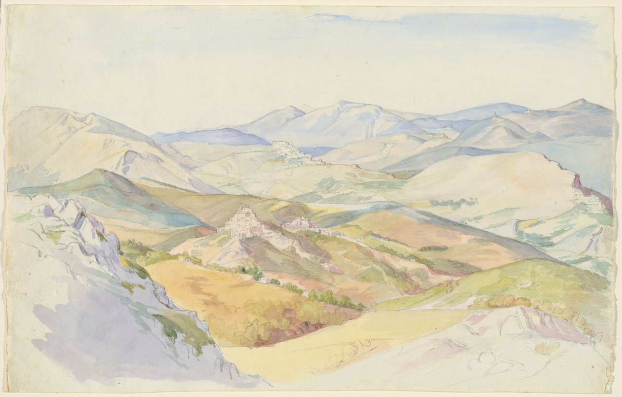 Sabine Hills och Rocca Santo Stefano sett från Civitella av Ludwig Deurer