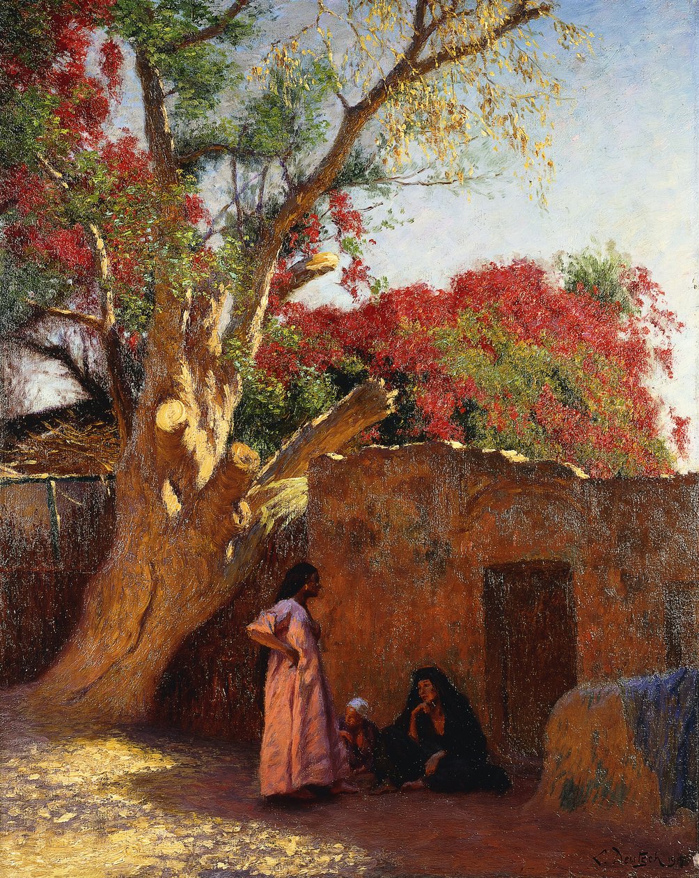 En arabisk familj utanför en by av Ludwig Deutsch
