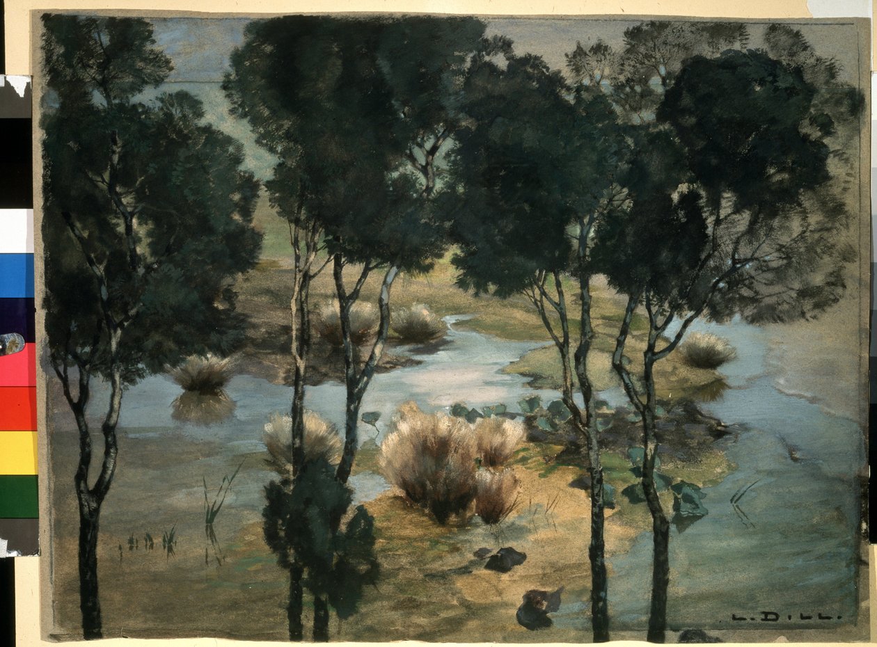 ""landskap"" Akvarell och gouachemålning av Ludwig Dill (1848-1940) Circa 1900 Pushkin Museum, Moskva av Ludwig Dill
