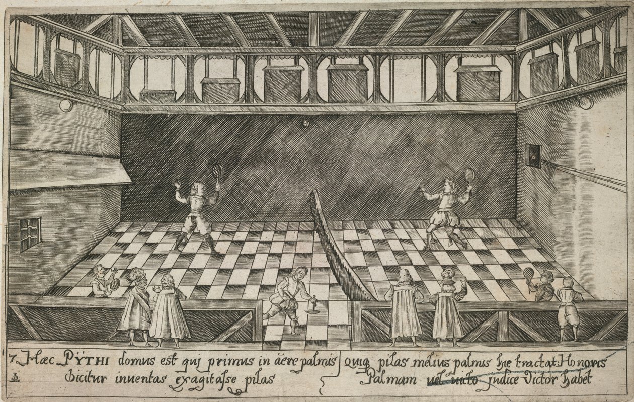 En omgång riktig tennis, ca 1600 (gravyr) av Ludwig Ditzinger
