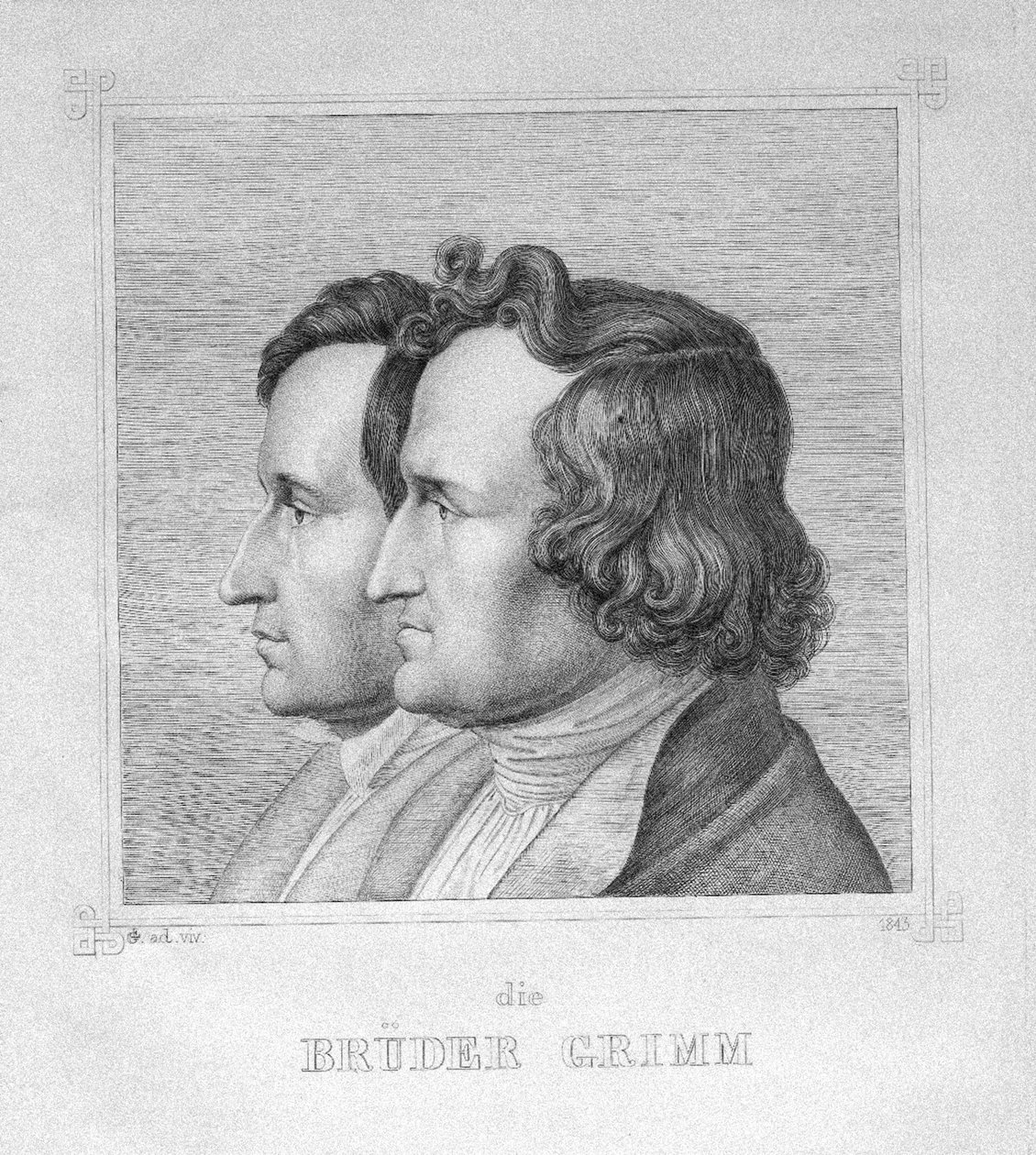 Jacob och Wilhelm Grimm, 1843 av Ludwig Emil Grimm
