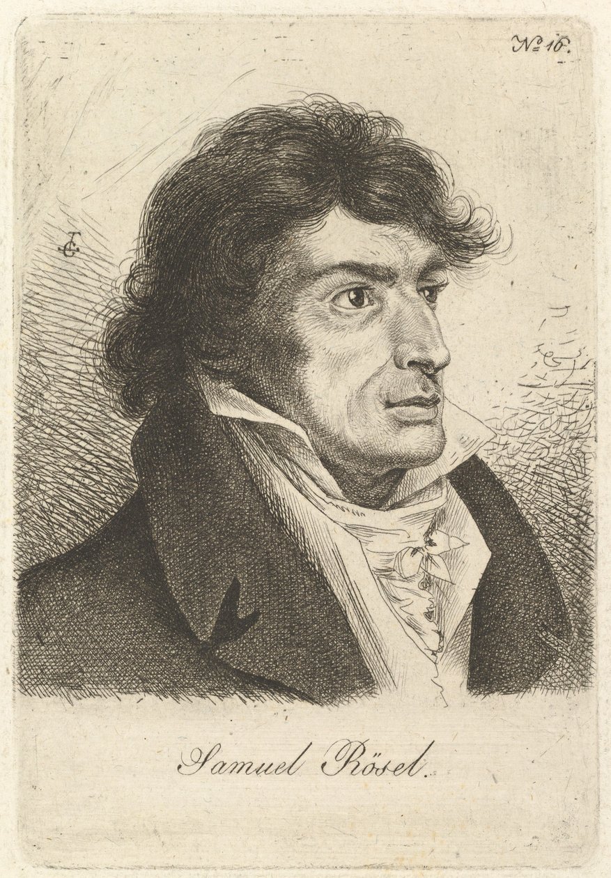 Porträtt av Johann Gottlieb Samuel Rösel. av Ludwig Emil Grimm