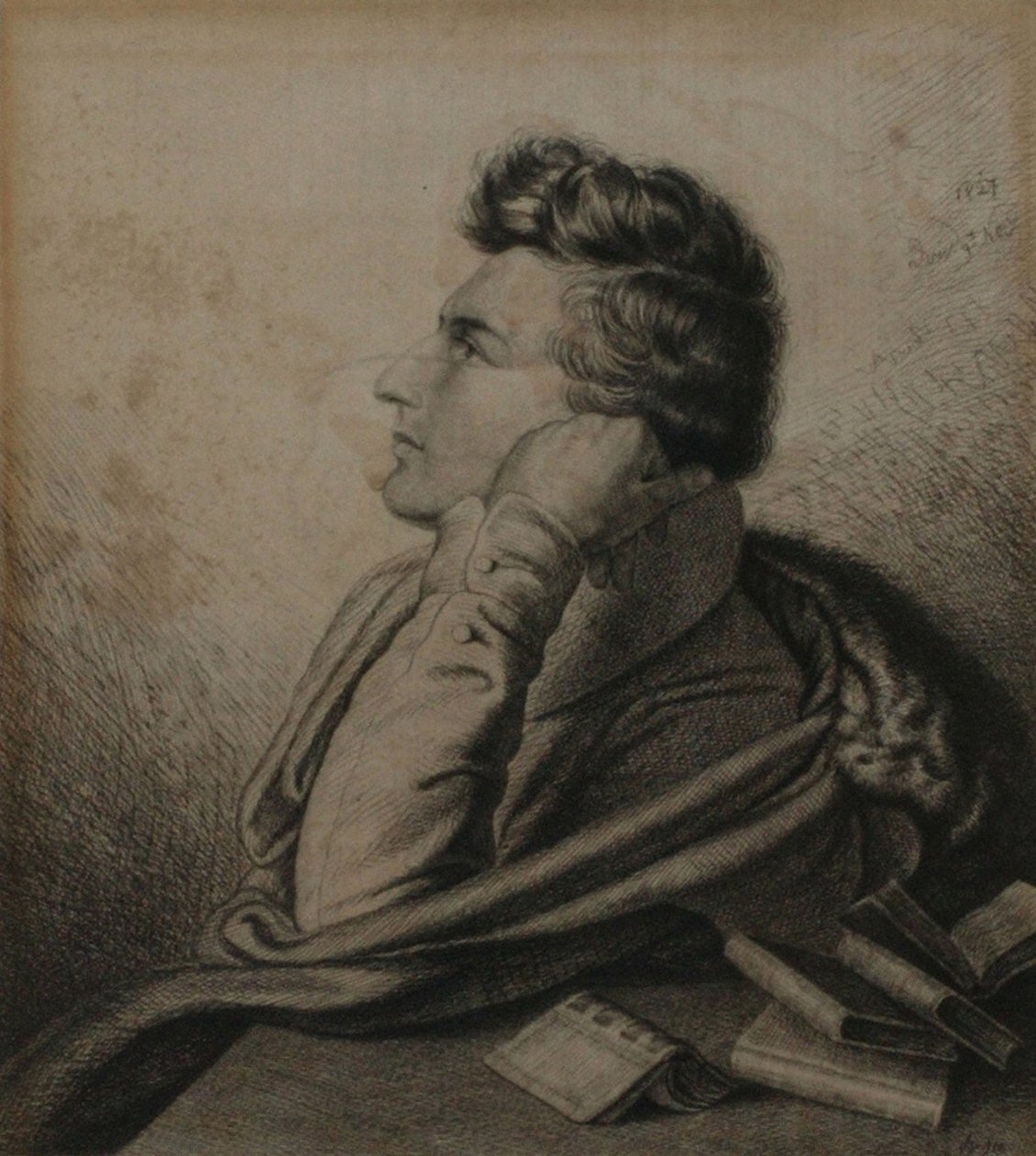 Porträtt av poeten Heinrich Heine 1797-1856, 1827 av Ludwig Emil Grimm