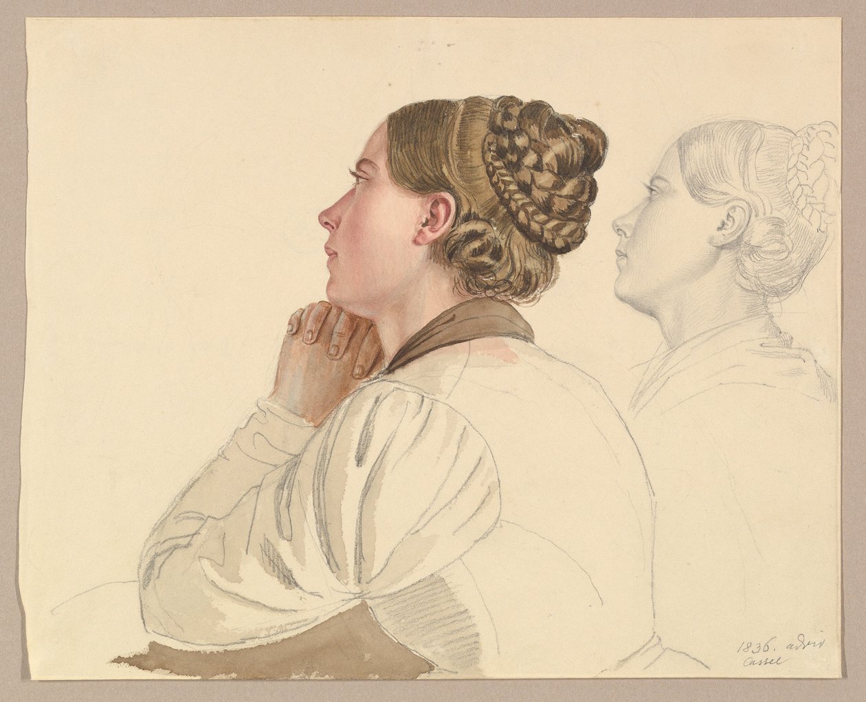 Studier av en bedjande kvinna av Ludwig Emil Grimm