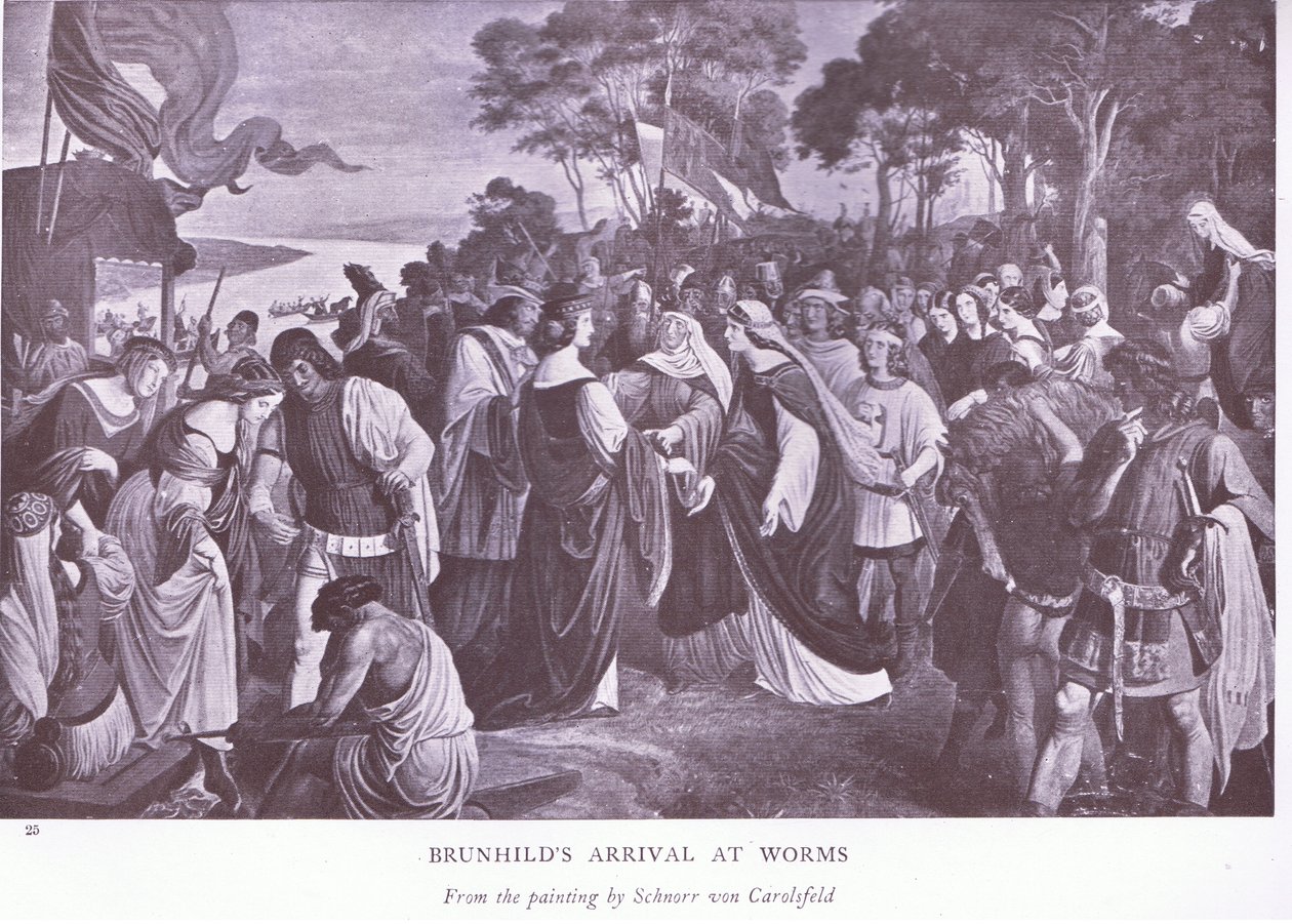 Brunhilds ankomst till Worms, 1920-talet av Ludwig Ferdinand Schnorr von Carolsfeld