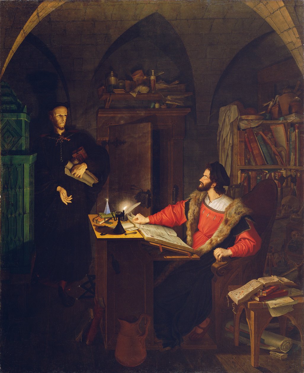 Faust och Mephisto i studien av Ludwig Ferdinand Schnorr von Carolsfeld
