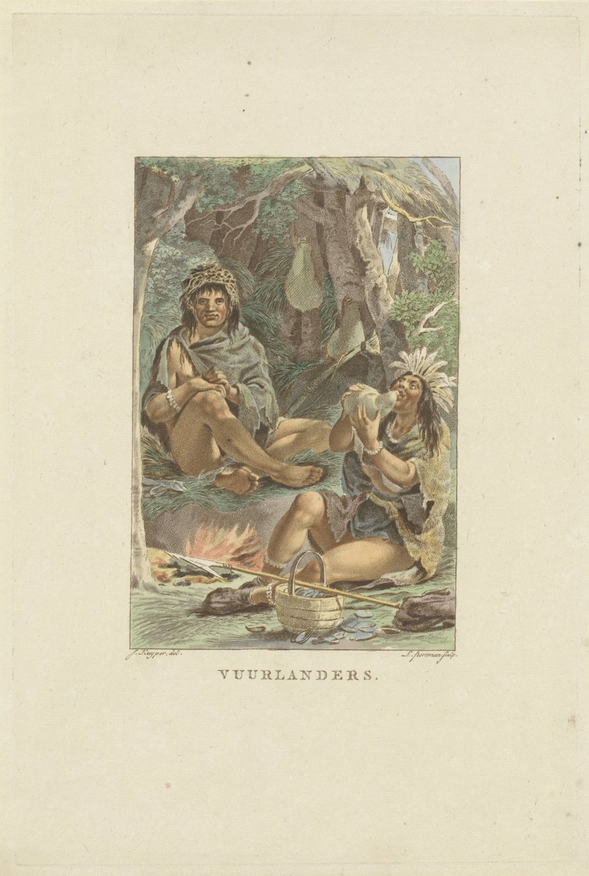 Invånare i Fireland Fuegians (titel på objekt) av Ludwig Gottlieb Portman