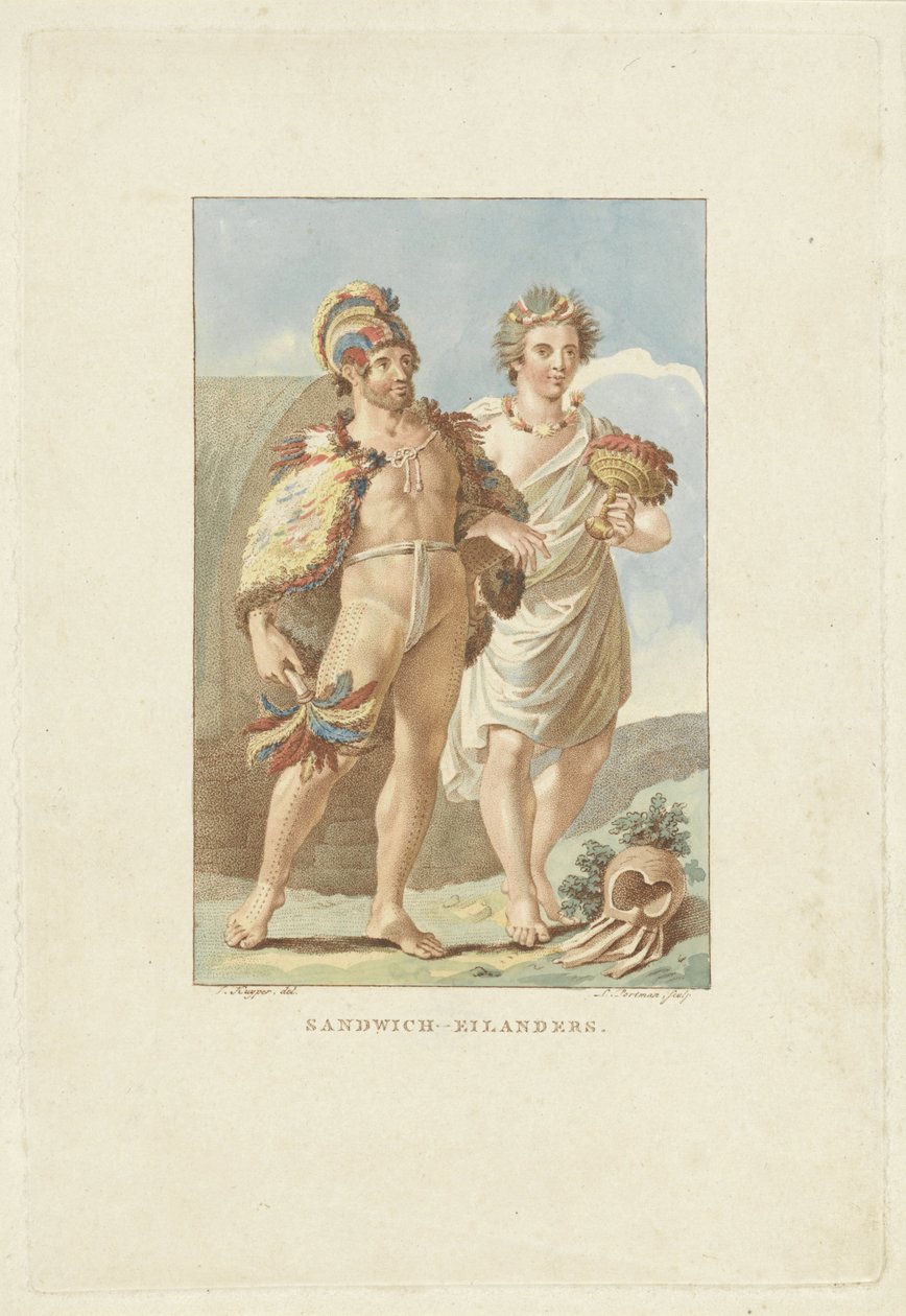 Invånare på Sandwichöarna (Hawaii) Sandwichöarna (titel på objekt) av Ludwig Gottlieb Portman