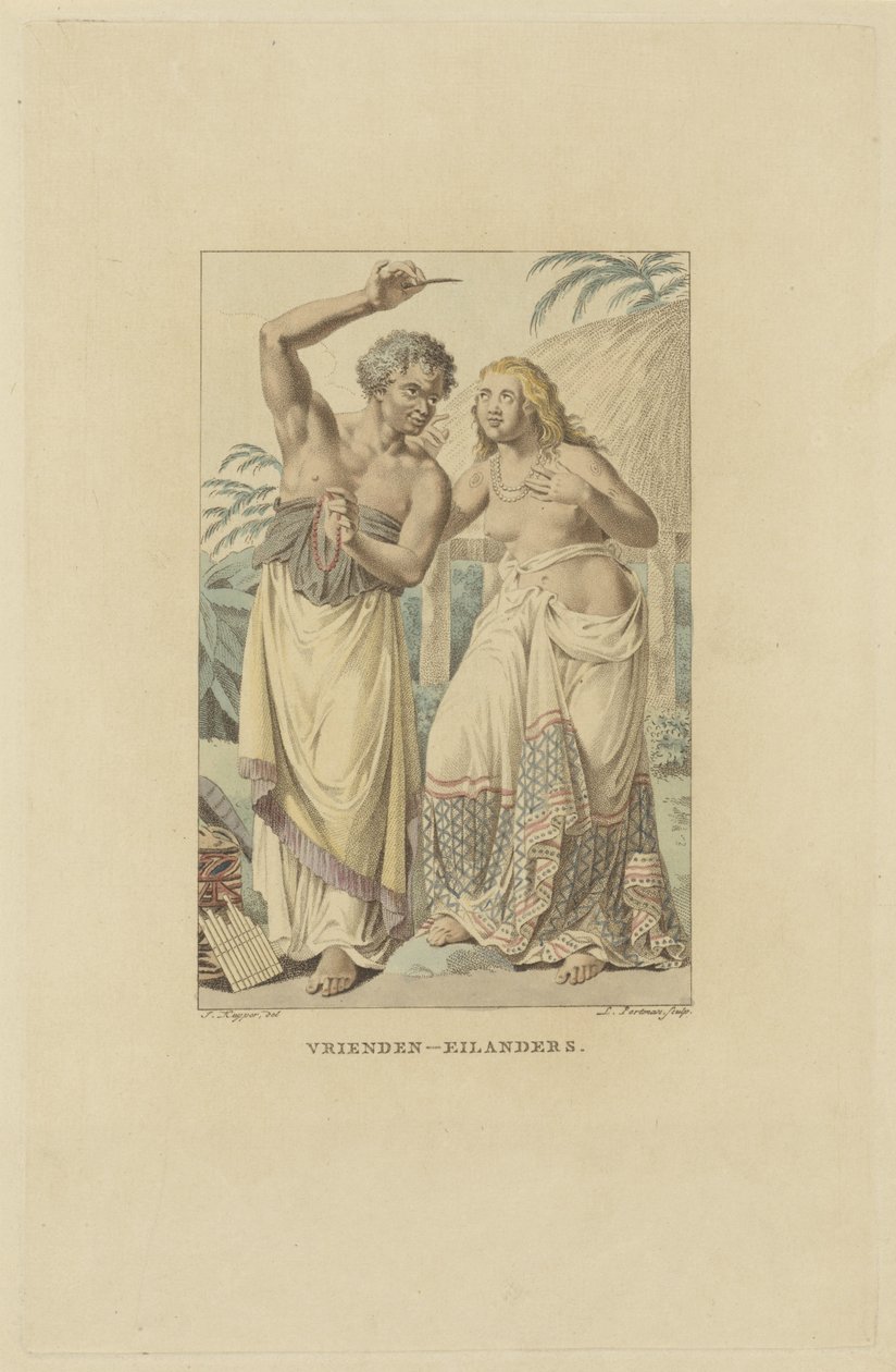 Invånare på Friends Islands (Tonga Archipelago) Friends-Islanders (titel på objekt) av Ludwig Gottlieb Portman