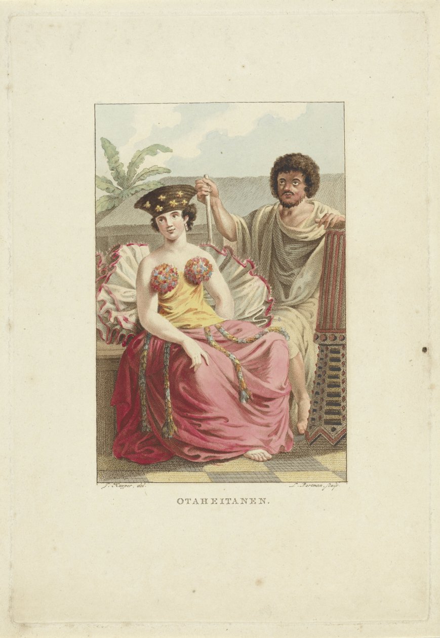 Invånare på Otaheite Island (Tahiti) Otaheitanen (titel på objekt) av Ludwig Gottlieb Portman