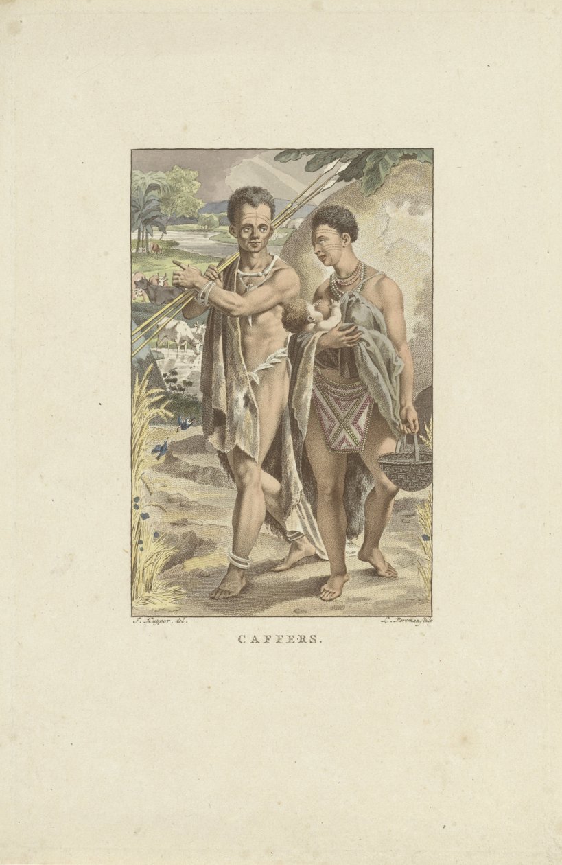 Invånare i södra Afrika Caffers (titel på objekt) av Ludwig Gottlieb Portman