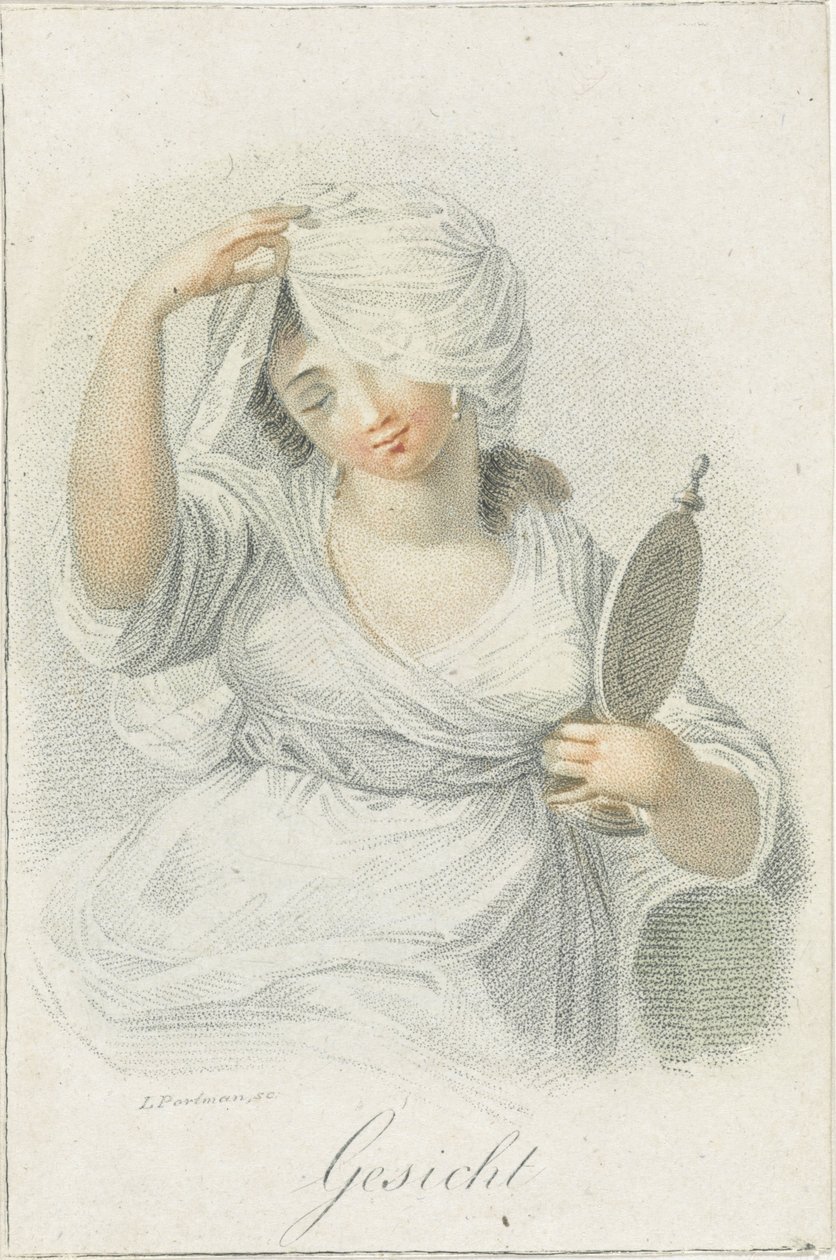 Syn Ansikte (titel på objekt) Fem sinnen representerade av kvinnliga figurer (serietitel) Die Funf Sinne (serietitel) av Ludwig Gottlieb Portman