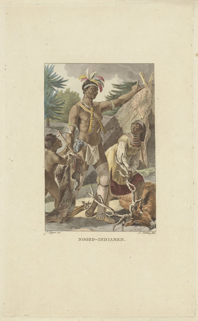 Iroquois familj framför tipi Nordindianer (titel på objekt) av Ludwig Gottlieb Portman