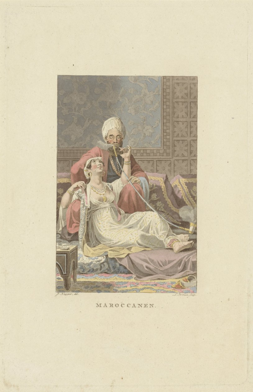 Marockanskt par i tehus Marockaner (titel på objekt) av Ludwig Gottlieb Portman