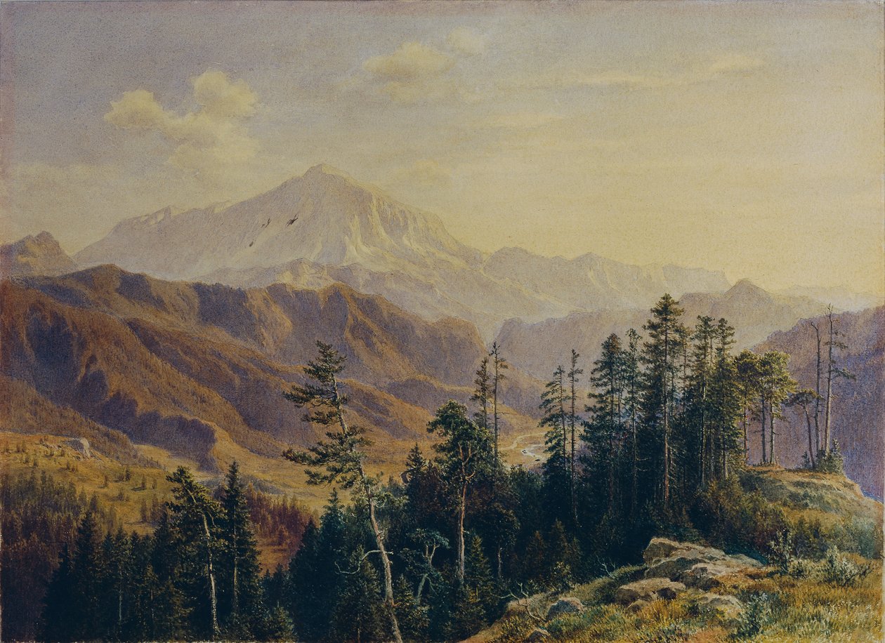 Schneeberg i Niederösterreich sett från Gutenstein av Ludwig Halauska