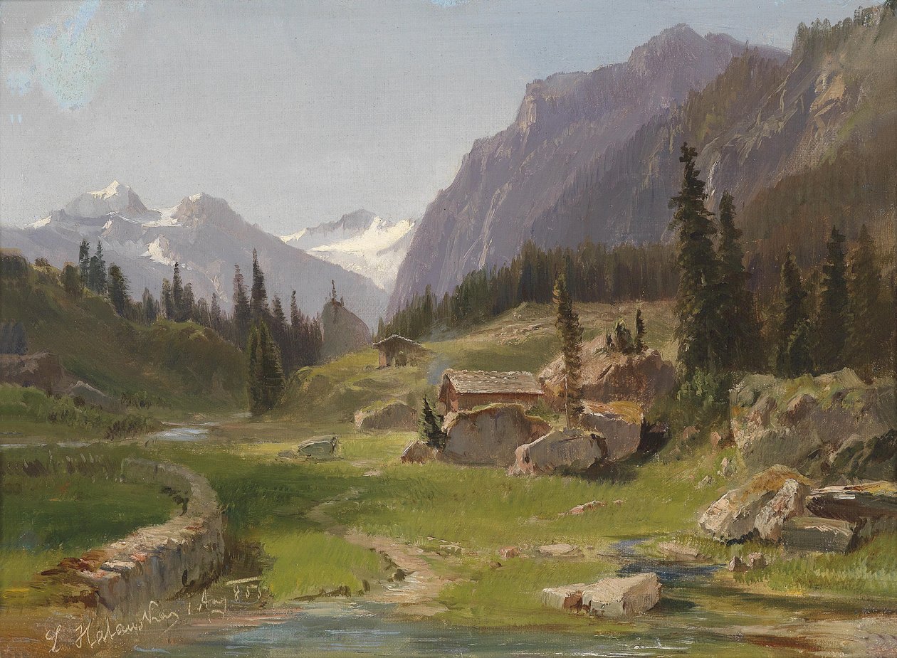 Idylliskt bergslandskap av Ludwig Halauska