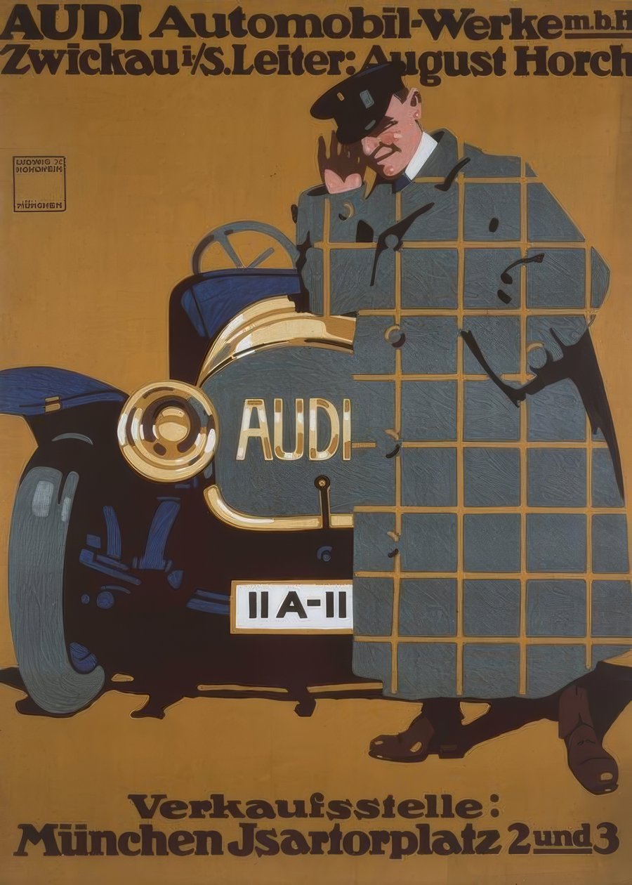 AUDI bilverk m. B. H. Zwickau i. S. Chef: August Horch av Ludwig Hohlwein