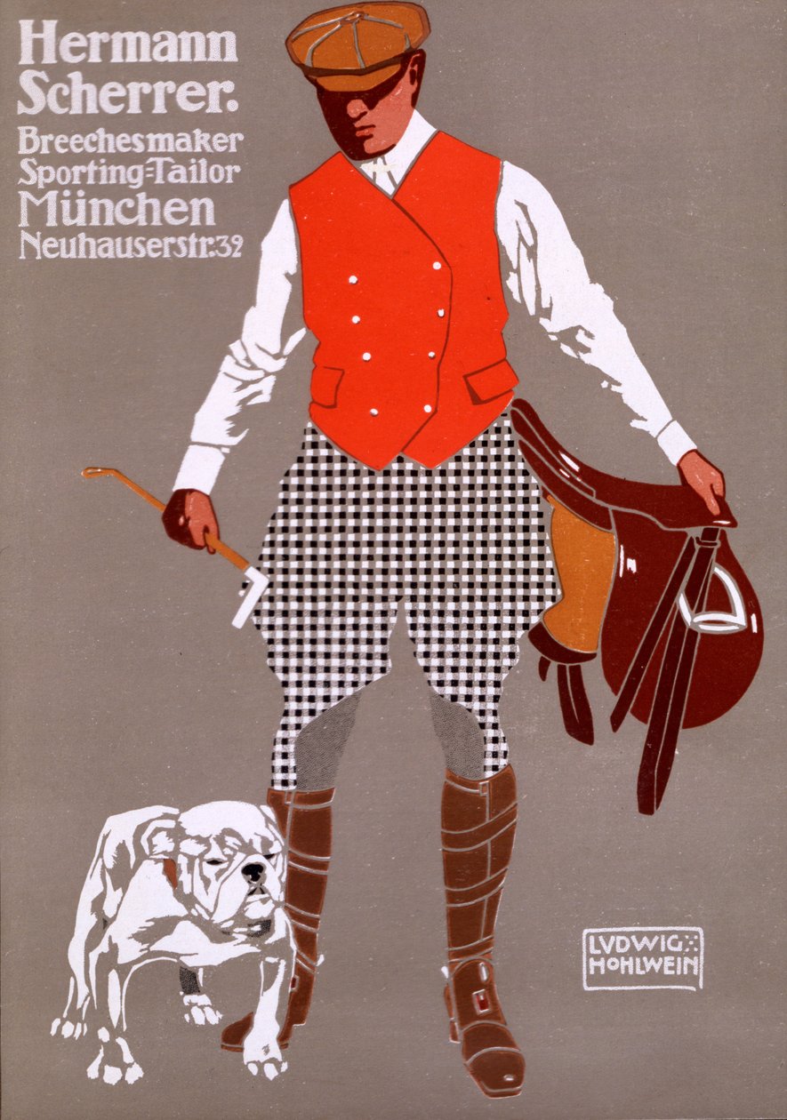 Annons för "Hermann Scherrer", Sporting Tailor av Ludwig Hohlwein