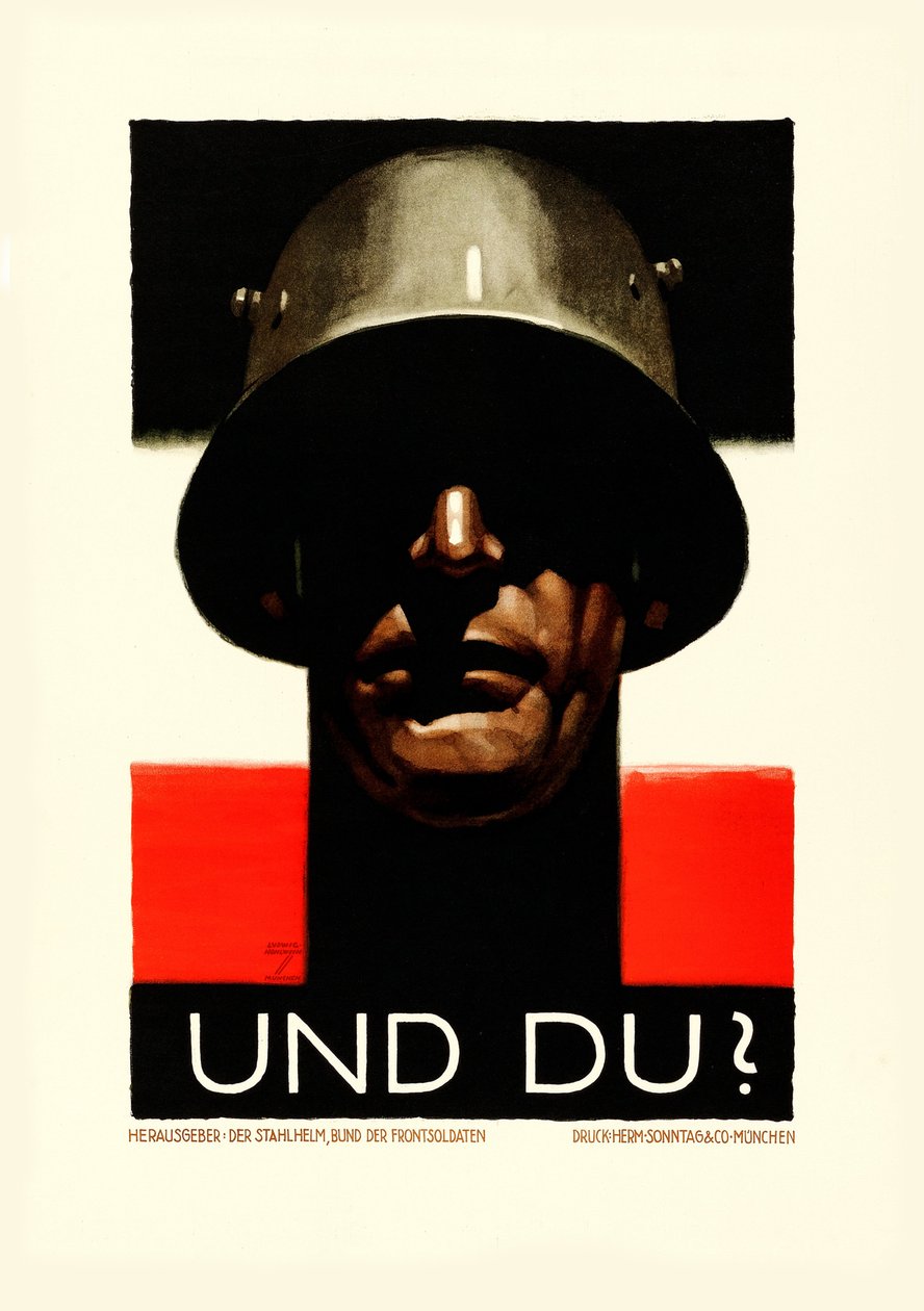 Och du stålhjälm, League of Front Soldiers, 1929. av Ludwig Hohlwein