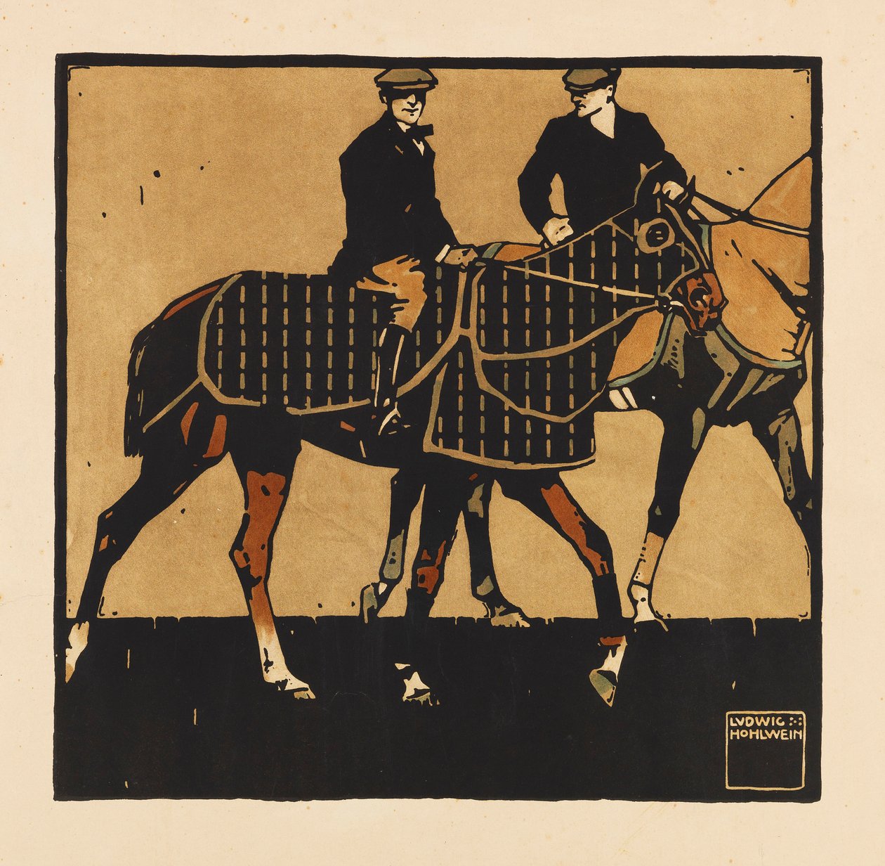 Från Portfolio Turf. Tolv hästkapplöpningsbilder, 1909. av Ludwig Hohlwein