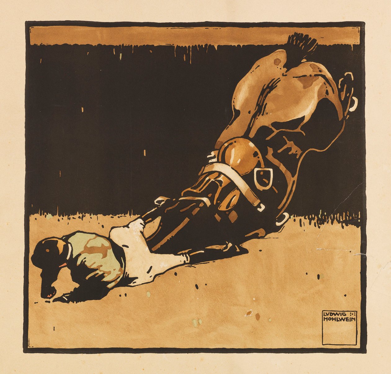 Från Portfolio Turf. Tolv hästkapplöpningsbilder, 1909. av Ludwig Hohlwein