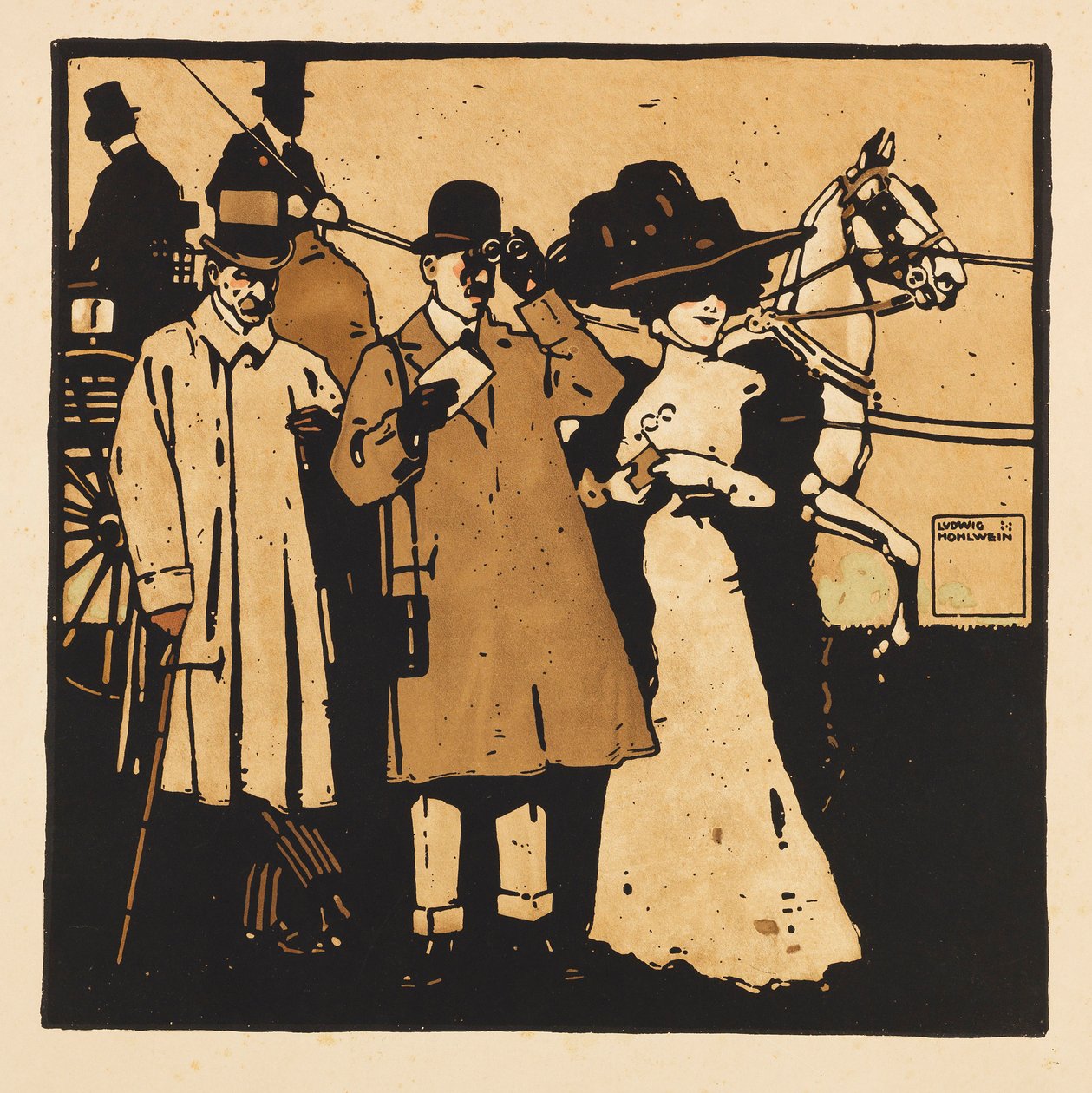 Från Portfolio Turf. Tolv hästkapplöpningsbilder, 1909. av Ludwig Hohlwein